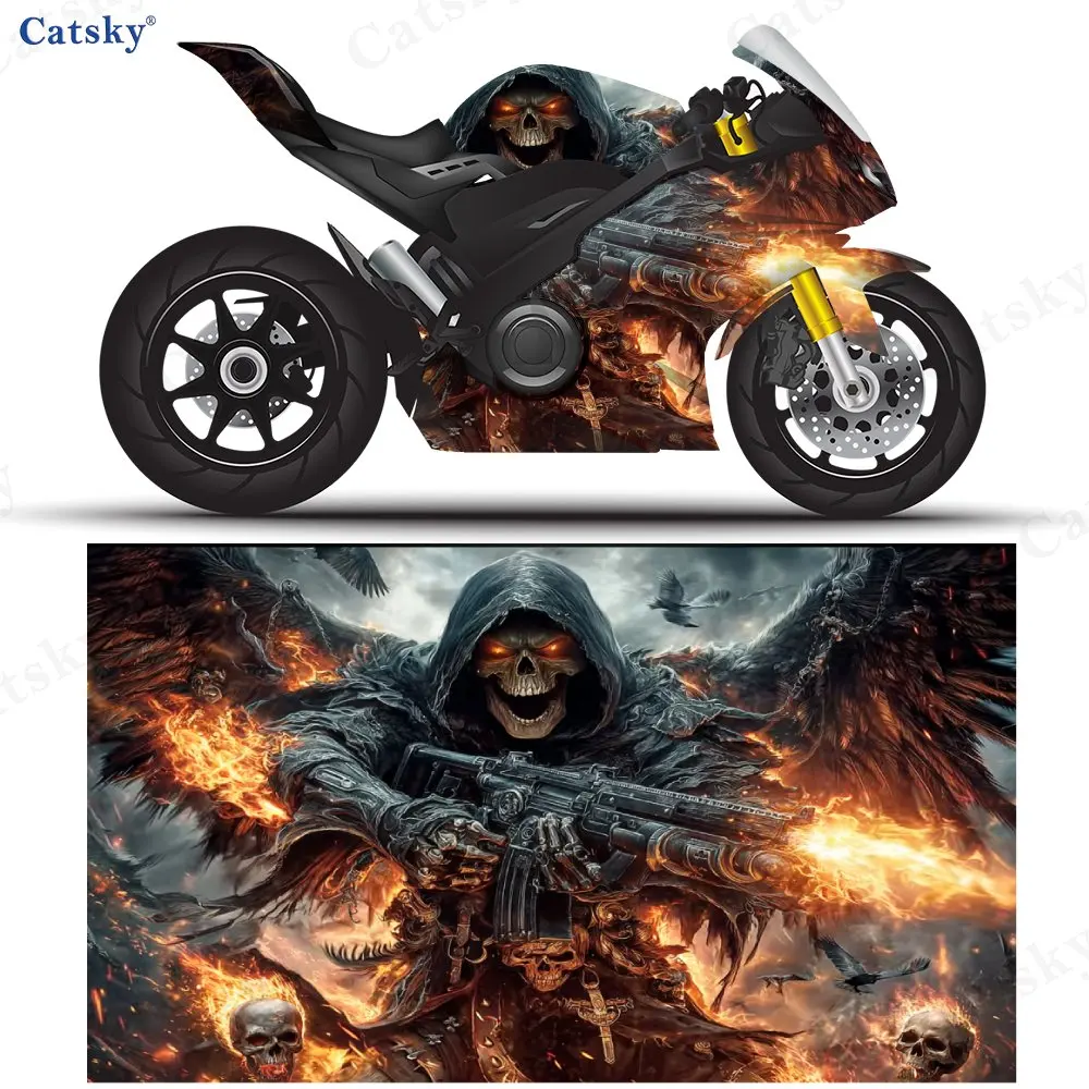 

Черный халат серп смерти жнец мотоцикл наклейка, съемная наклейка, универсальная для мотоциклов, прочная и устойчивая к царапинам