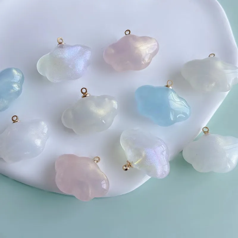 

DIY Jewelry Findings Glitter Cute Cloud Shape Resin Earring Charms Ornament Accessoris Necklace Pendants 27*21*13mm 50pcs