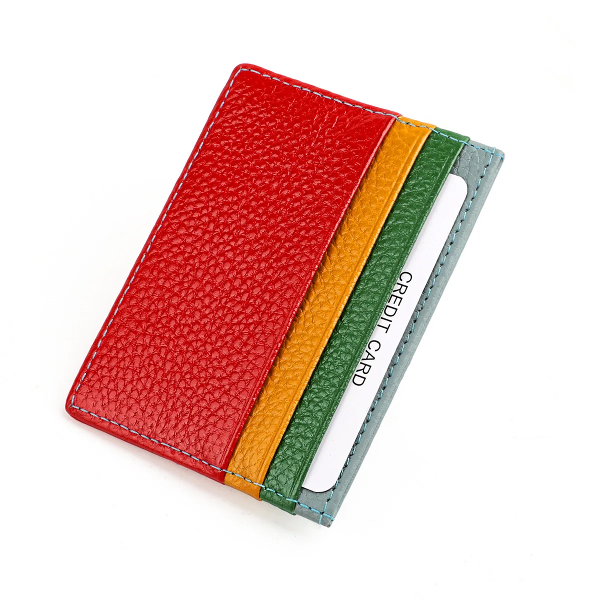 

Fashion Color Card Holder Genuine Leather Card Bag with 7 Slot Thin Bank Credit Card Holder for Men Women Coin Purse Slim Wallet