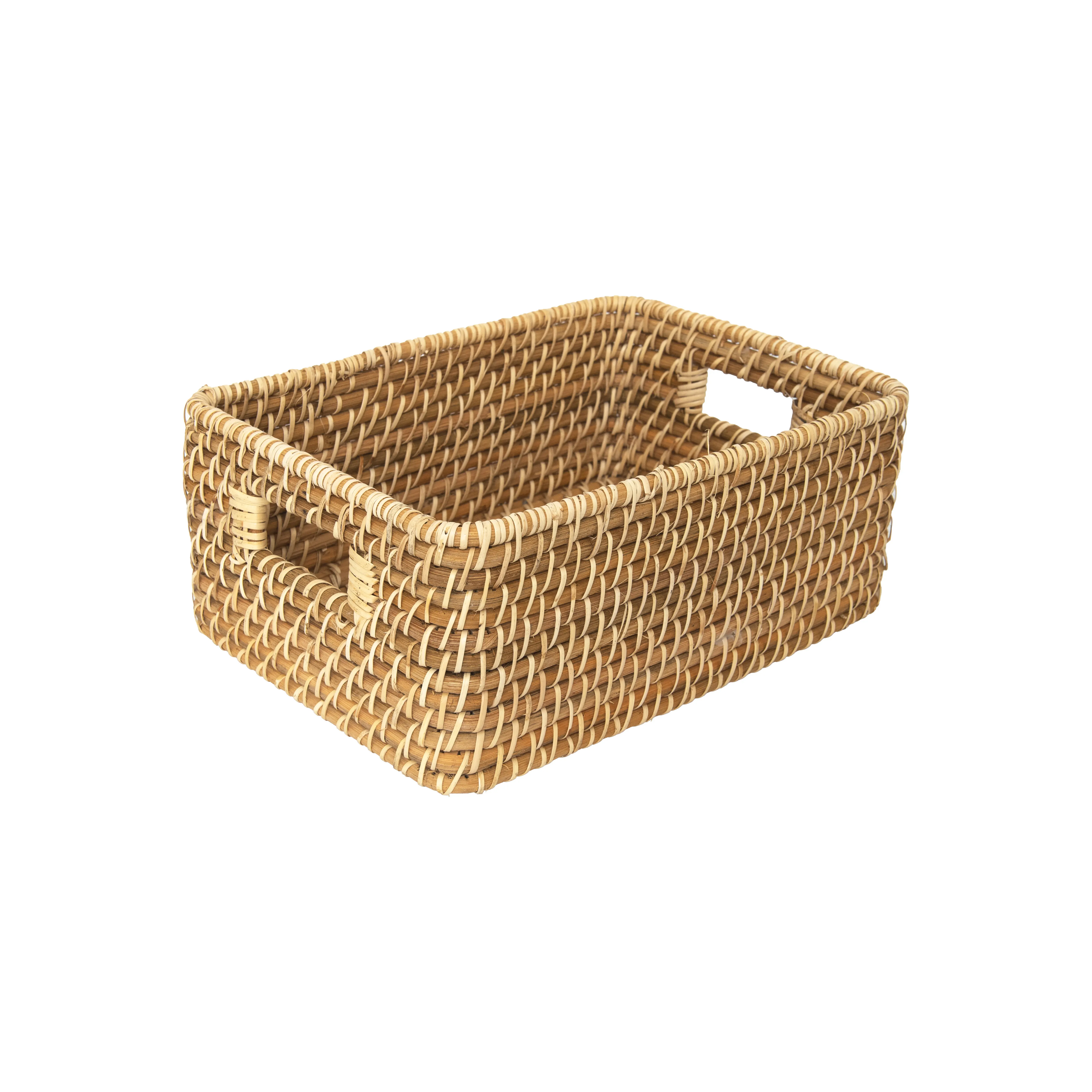 (13.13-in W x 5.5-in H x 9.5-in D) Natural Rattan Basket Rectangular Storage Basket Organizers Storage Box