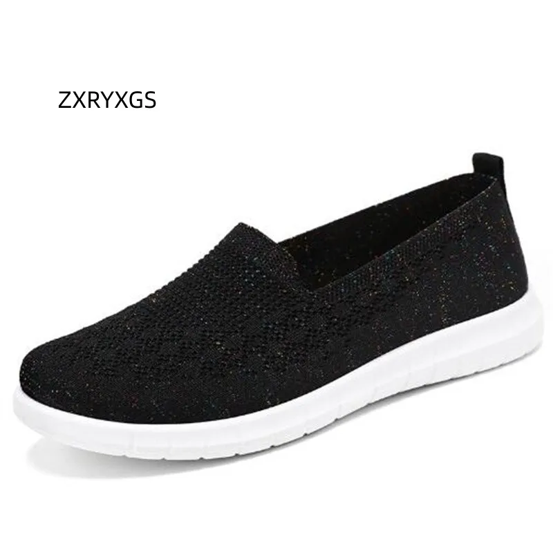 ZXRYXGS 2023 New Autumn Premium Mesh Women Flat Shoes Leisure Comfortable Breathable Mother's Shoes Walking and Driving Flats