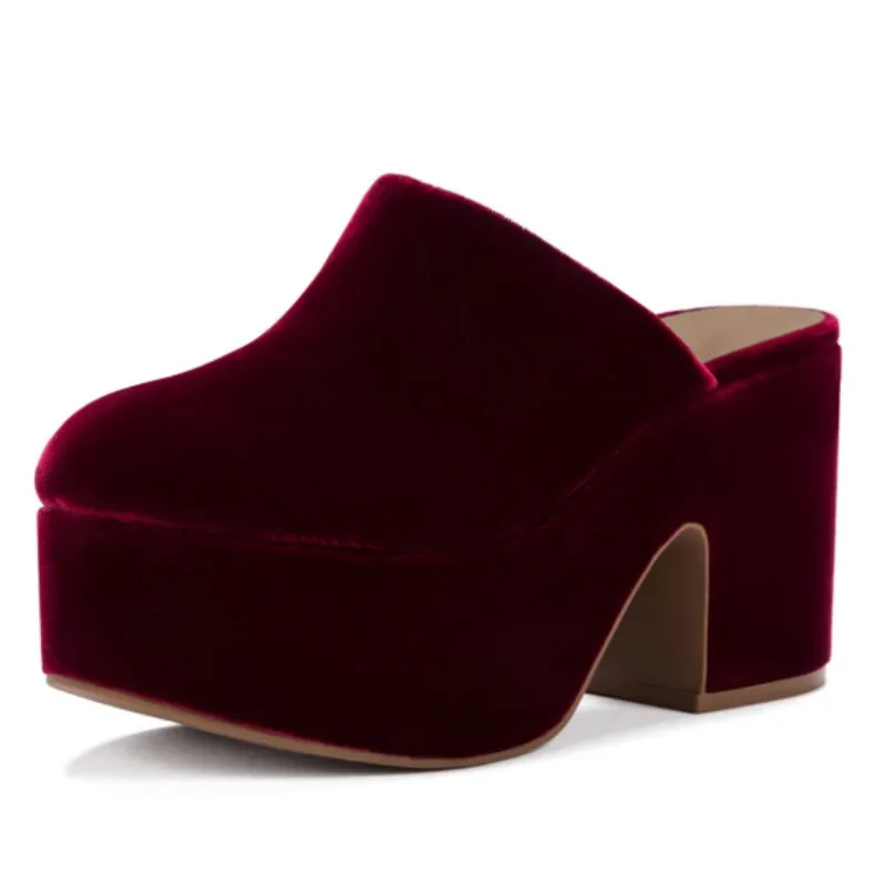Zapatillas de tacón alto para mujer, de la marca DIZHUANG, con un diseño moderno. Zapatillas de ante color vino. Aproximadamente 11 cm de altura del tacón. Zapatillas con punta cerrada. 34-46