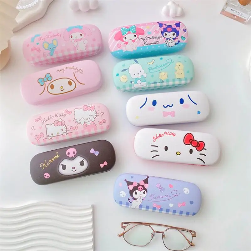 

Sanrio Glasses Case Hello Kitty Cinnamoroll Kuromi Melody Kawaii Cute Creative Portable Myopia Glasses Storage Box Girls Gifts