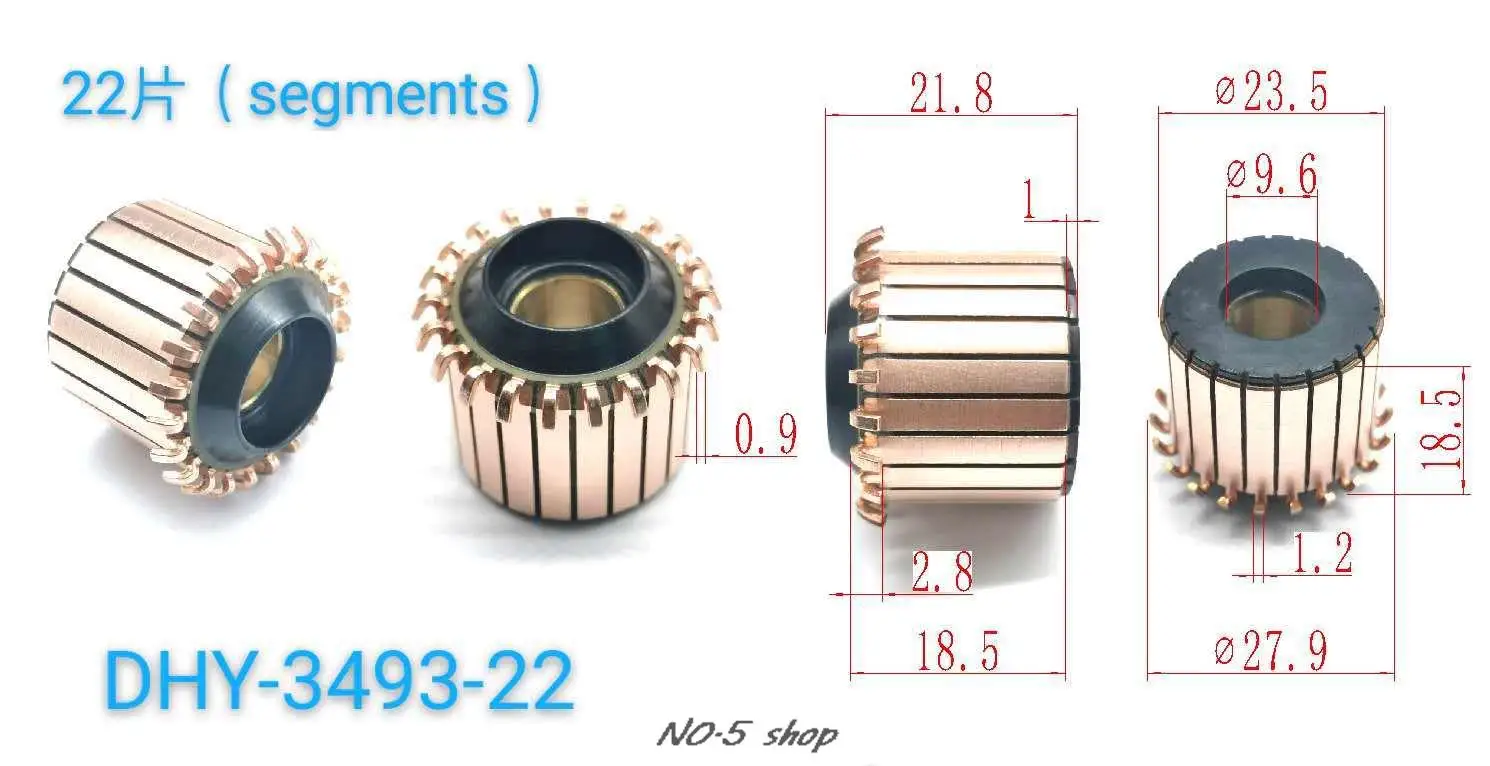 1Pc 23.5x9.6x18.5(19.5)x 22P Copper Bars Electric Motor Commutator DHY-3493-22