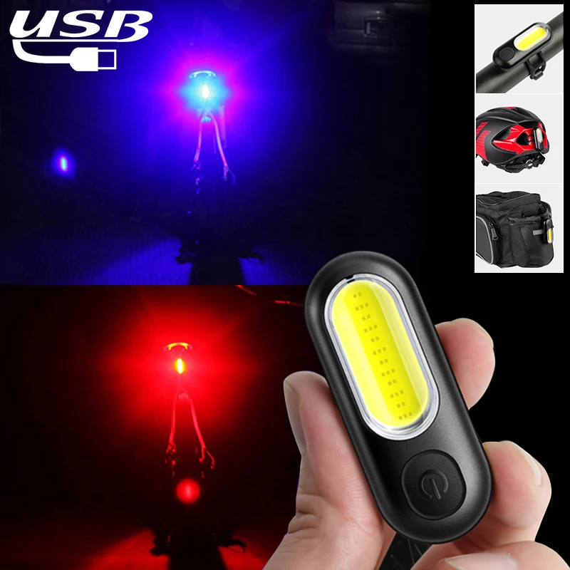 LED Red Blue Police Light with Clip USB Rechargeable Shoulder Flashing Caution Emergency Warning Safety COB Torch Bike Tail Lamp