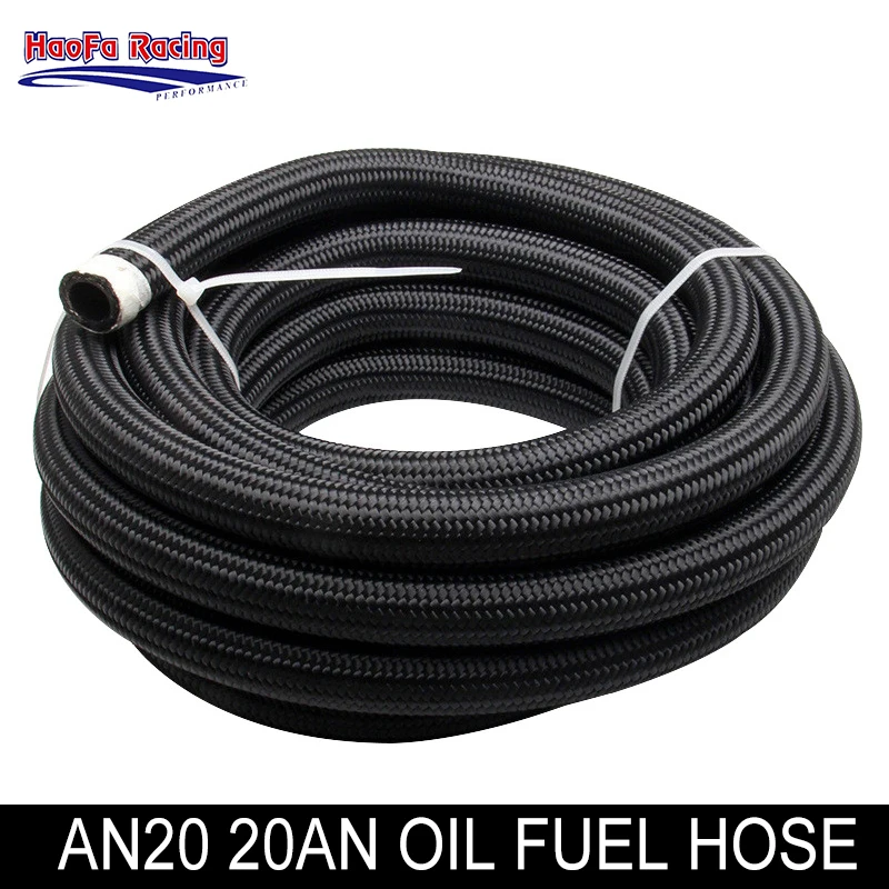 1M 2M 3M 4M 5M 5FT 10FT 20FT AN20 20AN Fuel Oil Hose Pipe Gas Universal Nylon Braided Car Oil Cooling Pipe Black