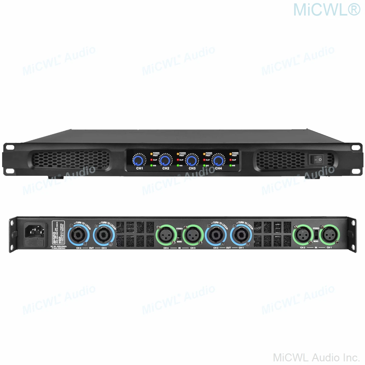 MiCWL 4 Channel 5200W Class D CA Digital Power Amplifier 4x1300W AMP PEAK Output