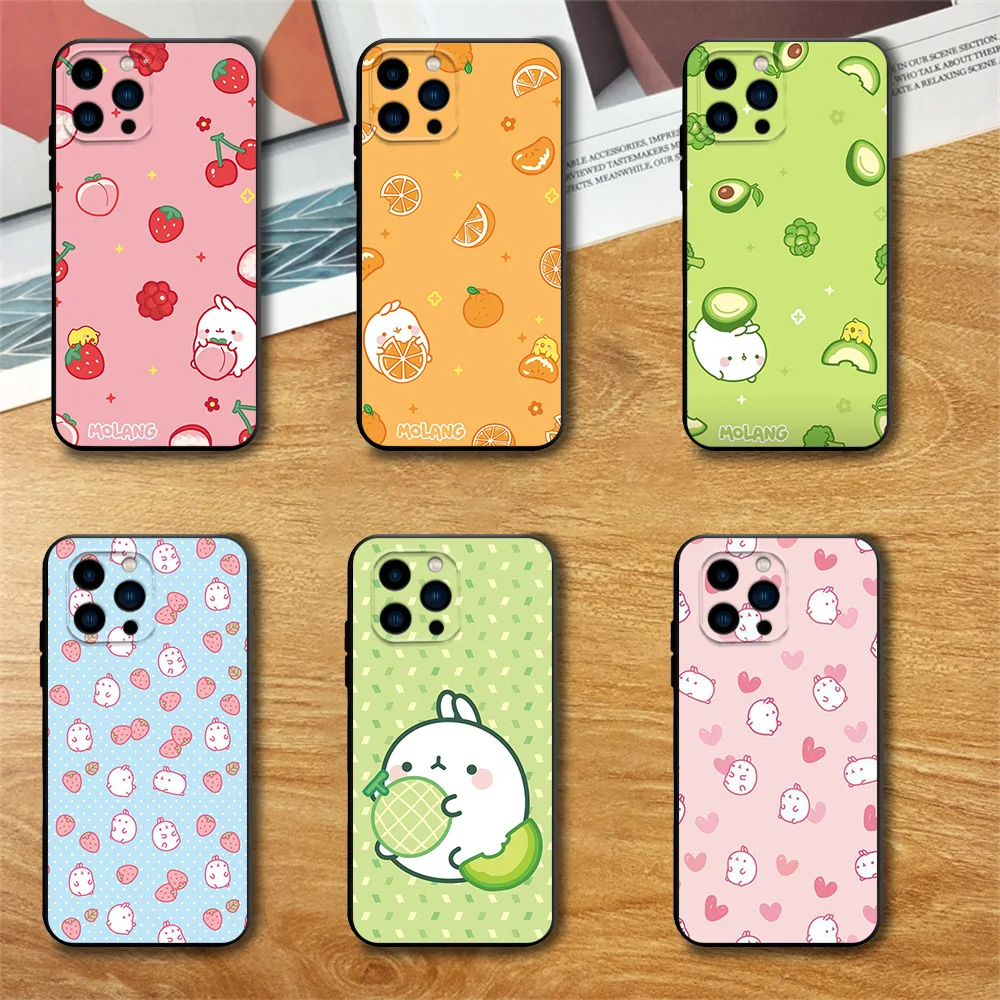 Cute M-Molangs Phone Case For Samsung S23 S22 ULTRA A22 A23 A32 A34 A52 A53 A54 A71 A72 A73 Black Soft Silicone Cover