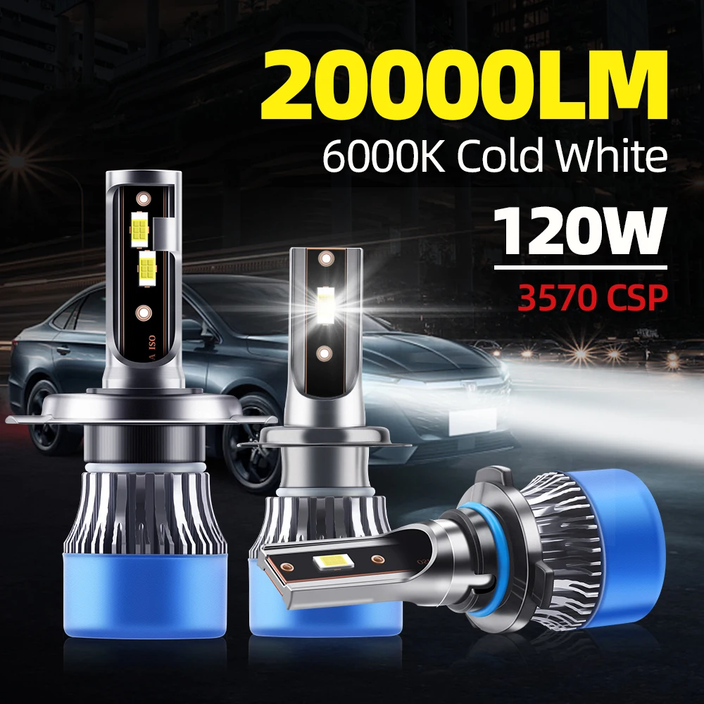 TEENRAM H4 LED H7 Car Headlight 20000LM CSP Chip LED H1 H11 H8 H9 9005 HB3 9006 HB4 120W 6000K Lamp Bulb Turbo Fog Light 12V 24V