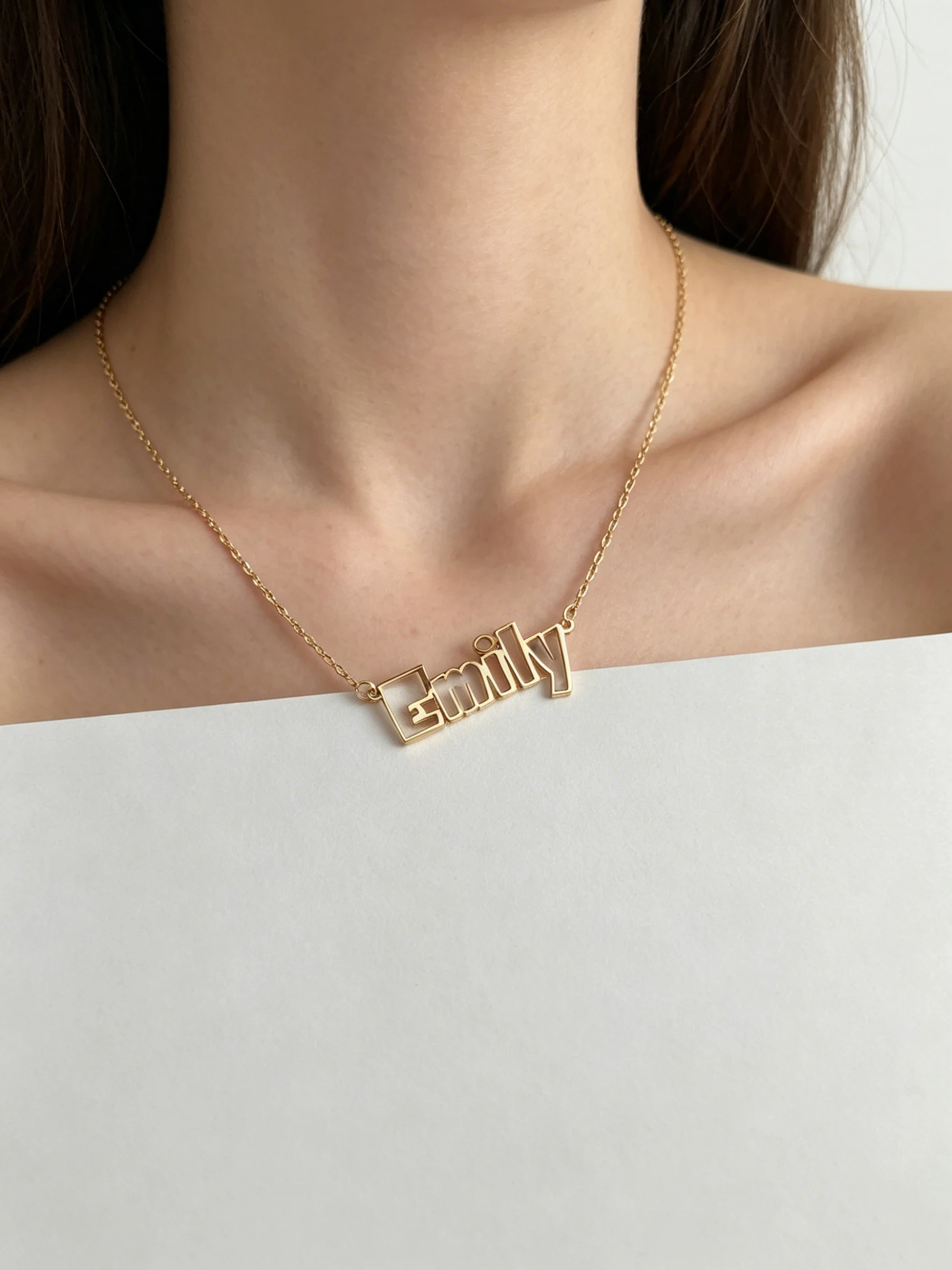 Custom Cute Name Necklace Personalized Simple Name Choker Bespoke Hollow Initials Necklaces For Women Stainless Steel Jewelry