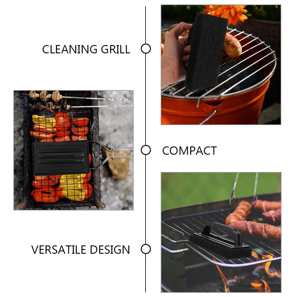 

2Pcs Grill Cleaning Brush Bristle Free Non-Slip Handle for Outdoor Bbq Grates Multi-Function Sponge Clean Tool Household Use