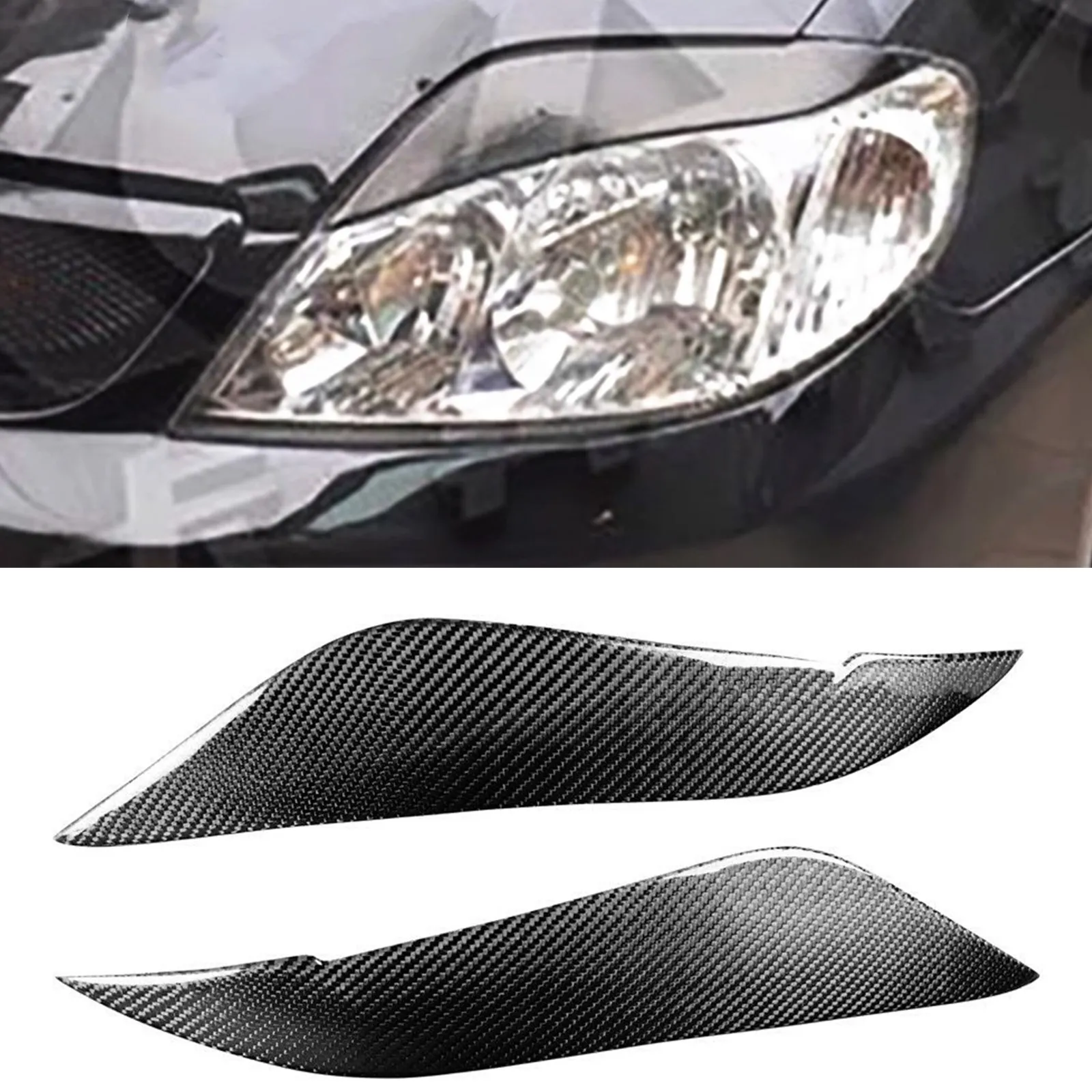 2 Pieces Front Headlight Lamp Cover Sticker Head Light Eyelid Eyebrow Brow Carbon Fiber For Toyota Corolla 2008-2011