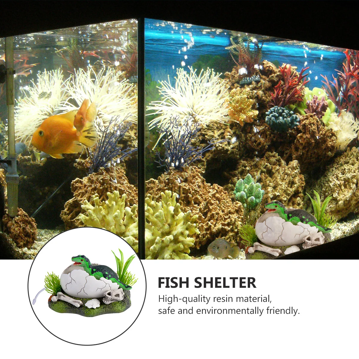

Aquarium Landscaping Ornament Resin Fish Tank Air Bubble Dinosaur Egg Shelter Aquarium Air Bubble Ornament Fish Hiding Cave