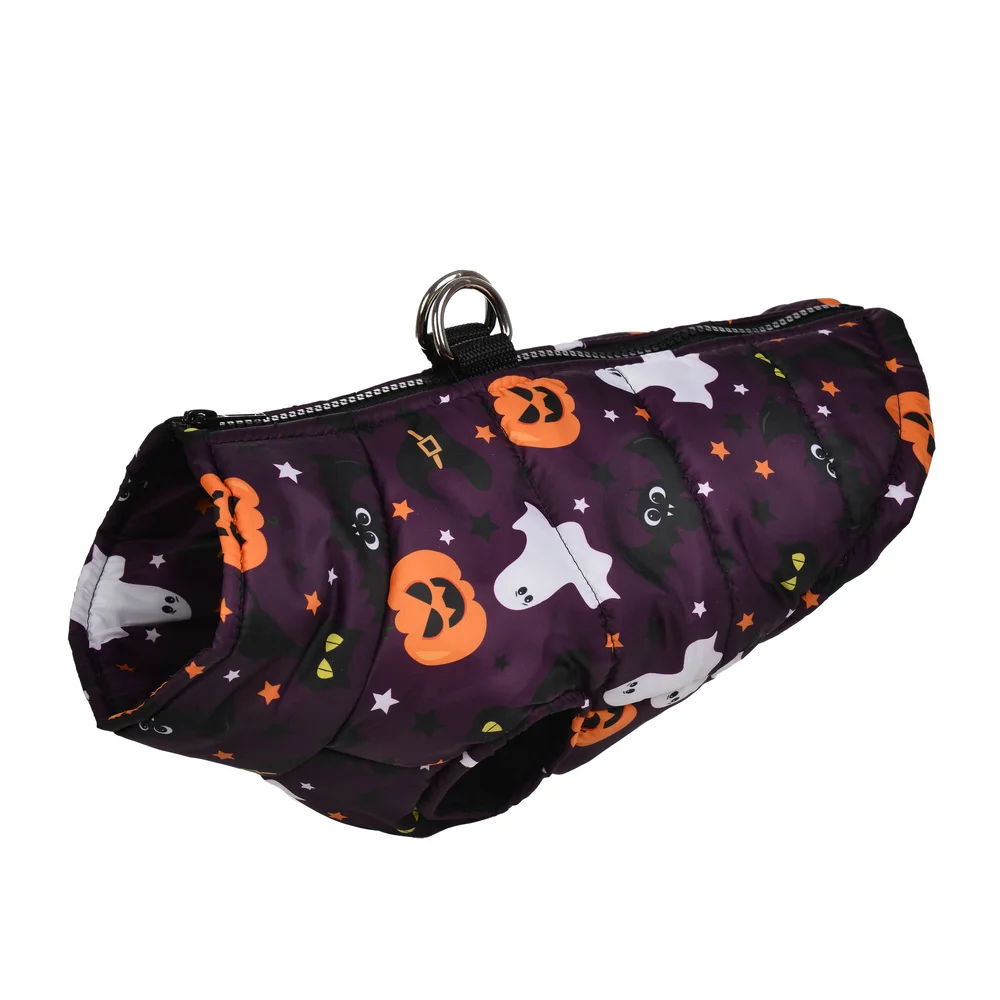 Halloween Party Pet Dog Clothes dla małych średnich psów Koty Jesień Zima Wodoodporna kurtka z nadrukiem szczeniąt Płaszcz Kostiumy sznaucera