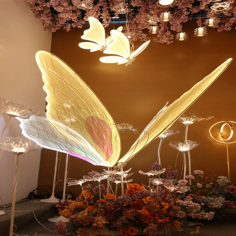 Luminous Butterfly Wings for Wedding, Pendant Ceiling Decoration, Stage Chandelier, T Stage, Road Guide, Event Party