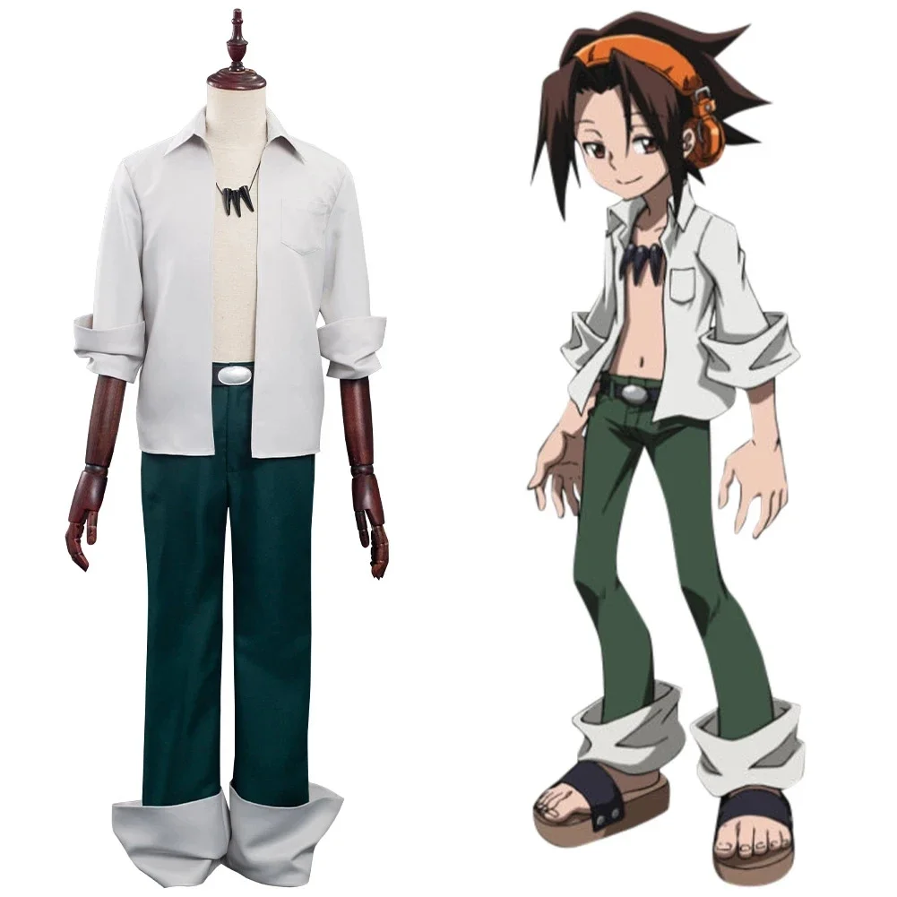 Shaman King Yoh Asakura Cosplay Costume Adult Shirt Pants Suit Halloween Carnival Outfits