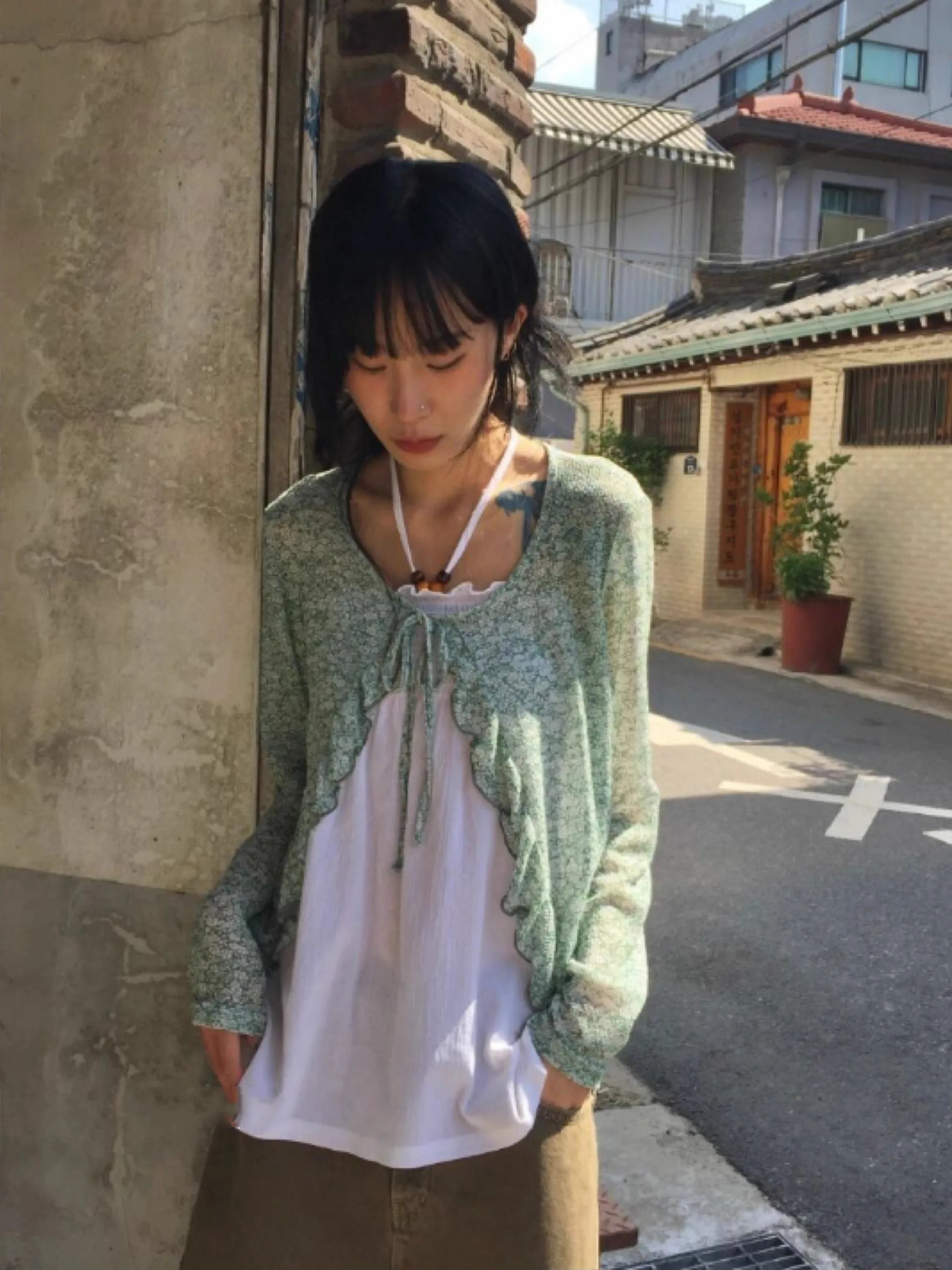 

Retro Floral Print Belted Thin Sun Protection Outerwear Cardigan Women's Commute Sle Loose Fit ort Length Sve Long