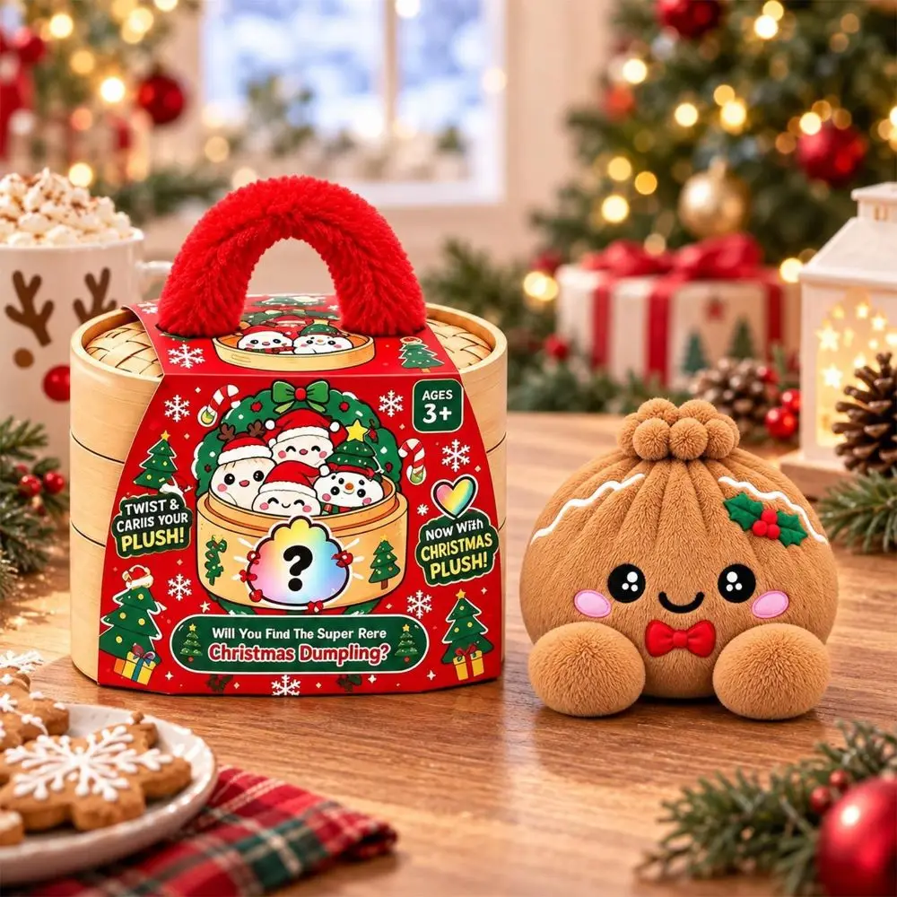 Extra Large Plush Stuffed Dumpling Squishies Soft Christmas Theme Stuffed Steamed Bun Pillow Stress Relief Giant Dumpling Pillow