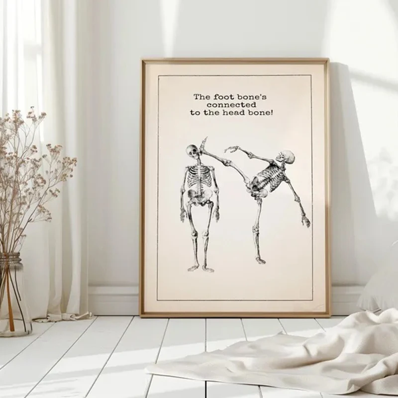 Vintage Anatomy Wall Art Medical Student Gift Taekwondo Gift Humorous Anatomy Print Funny Skeleton Canvas Art Poster