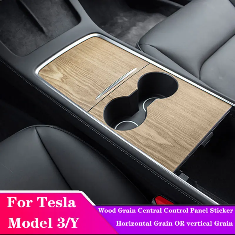 

Wood Grain Central Control Panel Sticker For Tesla Model 3 Y 2021-2023 Interior Film