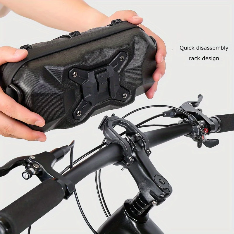 2L Large Space Bicycle Handlebar Bag Rain-Proof Hard Shell Road Bike Bag Quick-Release Bracket Design Cycling Bag