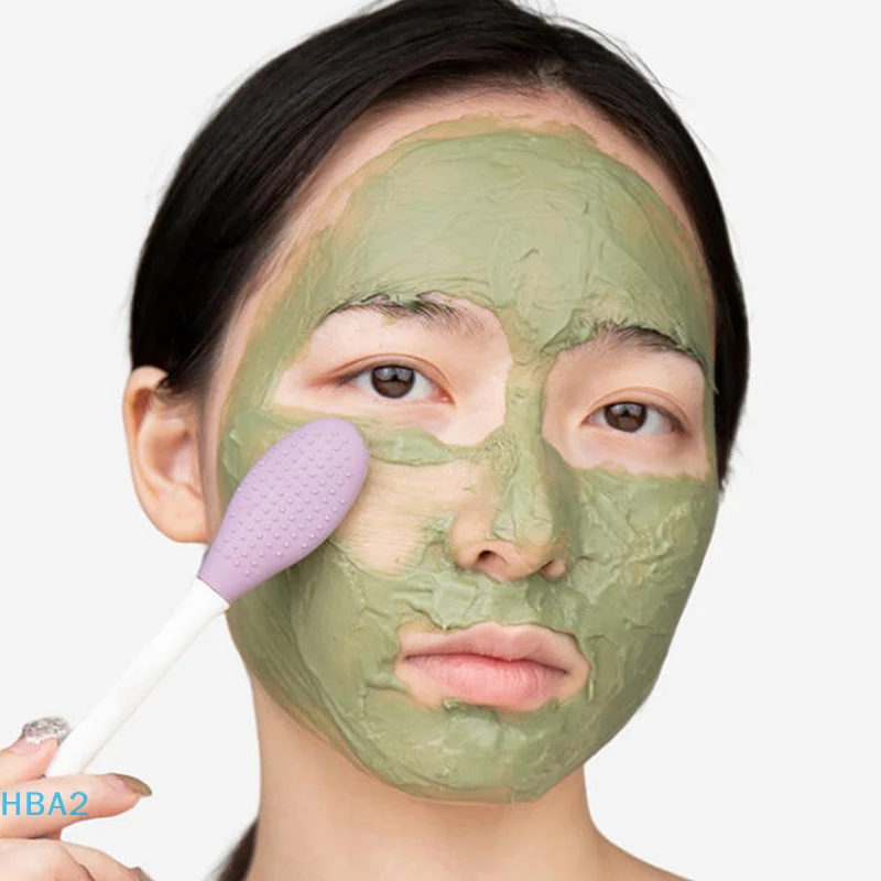【H】Siliconen Dubbele Hoofd Gezichtsmasker Borstel Facial Exfoliëren Mee-eter Verwijderen Cleanser Brush Modder Film Spatel Gezichtsverzorging Tool