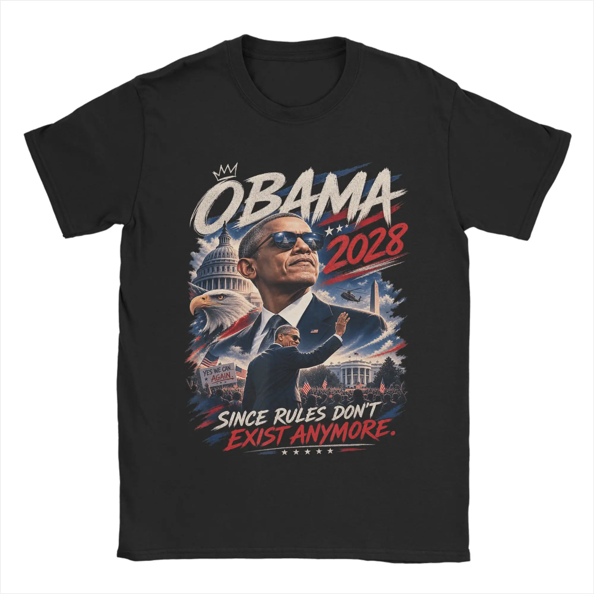 Obama 2028 Since Rules Don't Exist Anymore T Shirt Men Y2K Funny 100% Cotton T Shirts Summer O Neck Fashion Tees Pattern Tops