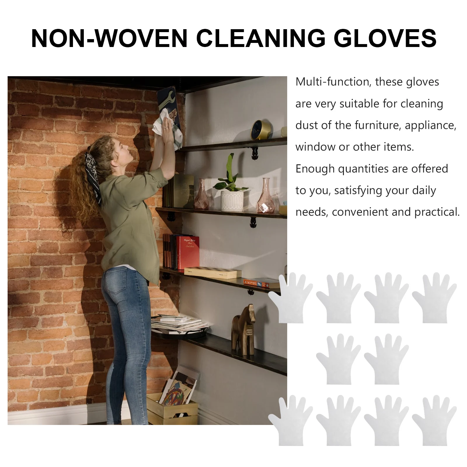

1 set Cleaning Gloves Dusting Electrostatic Home Non-Woven Fabric Disposable Gloves Furniture Appliance Window Cleaning Dust