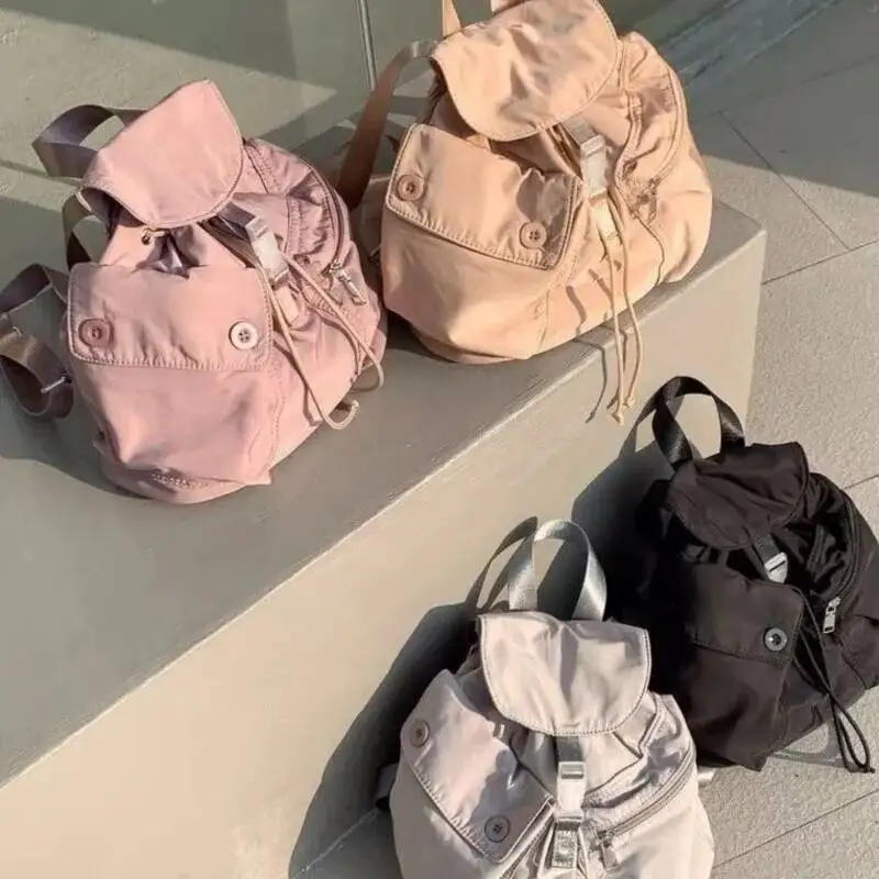 Bloom Casual Nylon Mini Backpack Women New Hot Girls Drawstring Pocket Y2k Mochila Female Vintage Haruku Backpacks Aesthetic