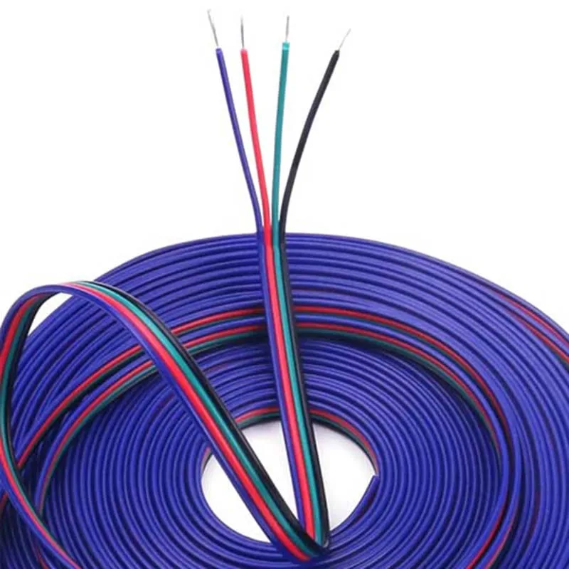 DC 12V 4Pin Extension Power Cable 5m 10m 20m 50m LED Connect Wire Tinned Copper Electrical Cord For SMD2835 5050 LED Strip Light