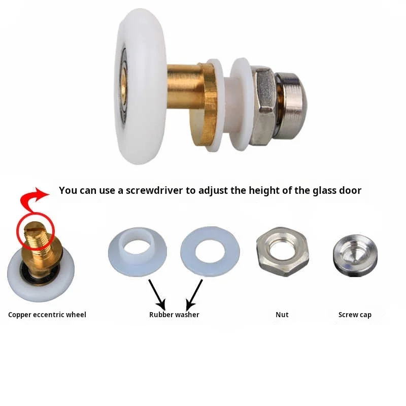 1PCS Old Style Circular Shower Room Pulley Bathroom Glass Door Sliding Door Small Hanging Roller Eccentric Single Wheel Hardware
