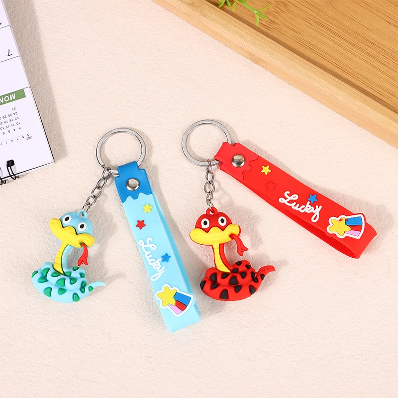 Creative Snake Pendant Keychain Cute Cartoon Boa Constrictor Zodiac Snake Year Lucky Charms Backpack Car Ornament Key Ring