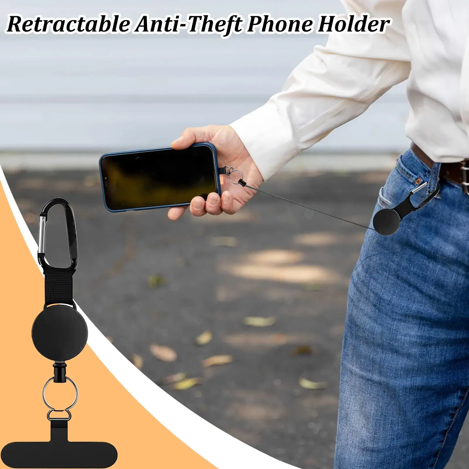 Retractable Anti-theft Phone Clip Cell Phone Lanyard Tether Outdoor Phone Security Strap Preventing Drops And Theft For Travel view 3