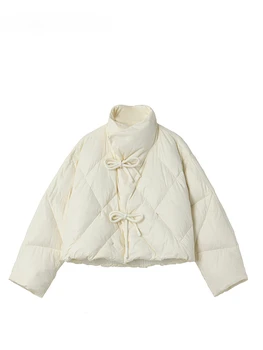 ฤดูหนาวใหม่ผู้หญิงเกาหลี Vintage เสื้อแจ็คเก็ตคอปักเป้า Outwear เก่าน่ารัก Core หนา 2000s Aesthetic Coat