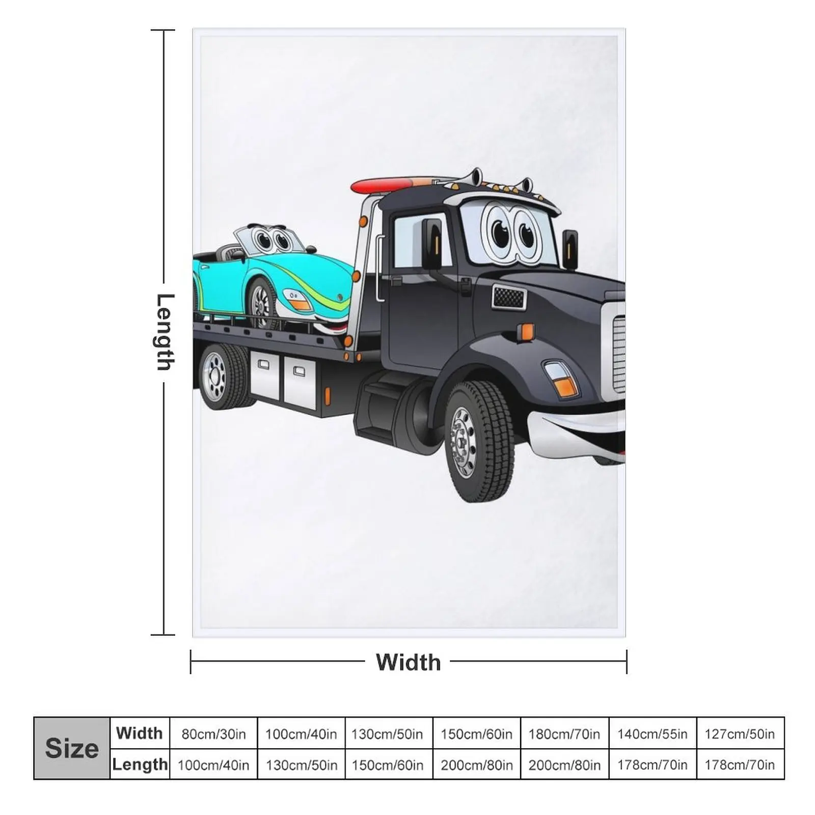 Black Tow Truck Flatbed Cartoon Throw Blanket Vintage Winter beds Cute Loose Blankets