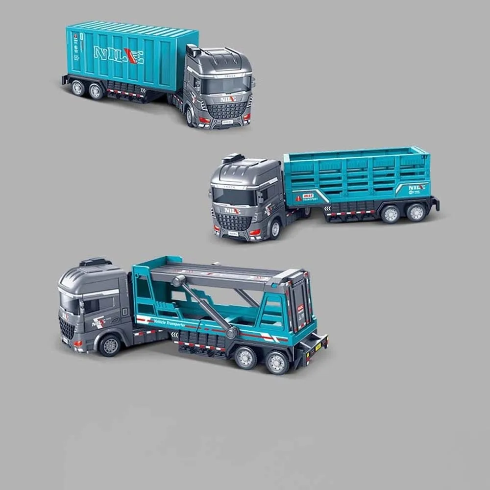 Modelo de remolque de aleación a escala 1:64, junta móvil de Metal fundido a presión, Mini camión contenedor, valla deslizante, coche de juguete, regalo de cumpleaños