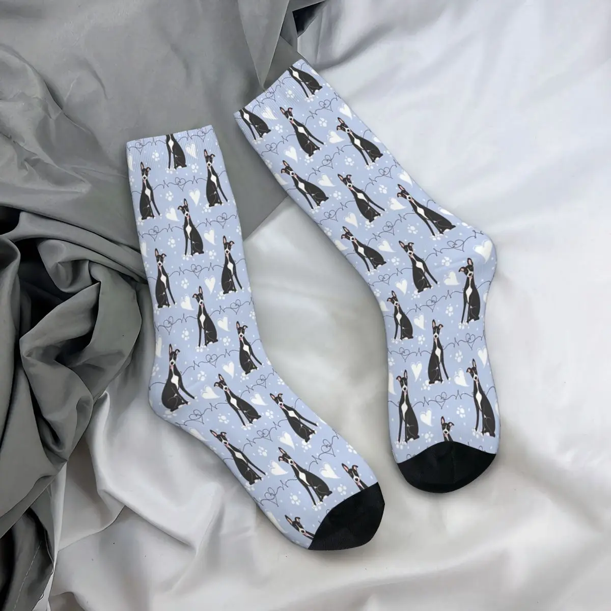 LOVE Black White Geryhound Greyhounds Dog Whippet Socks Male Mens Women Summer Stockings Harajuku