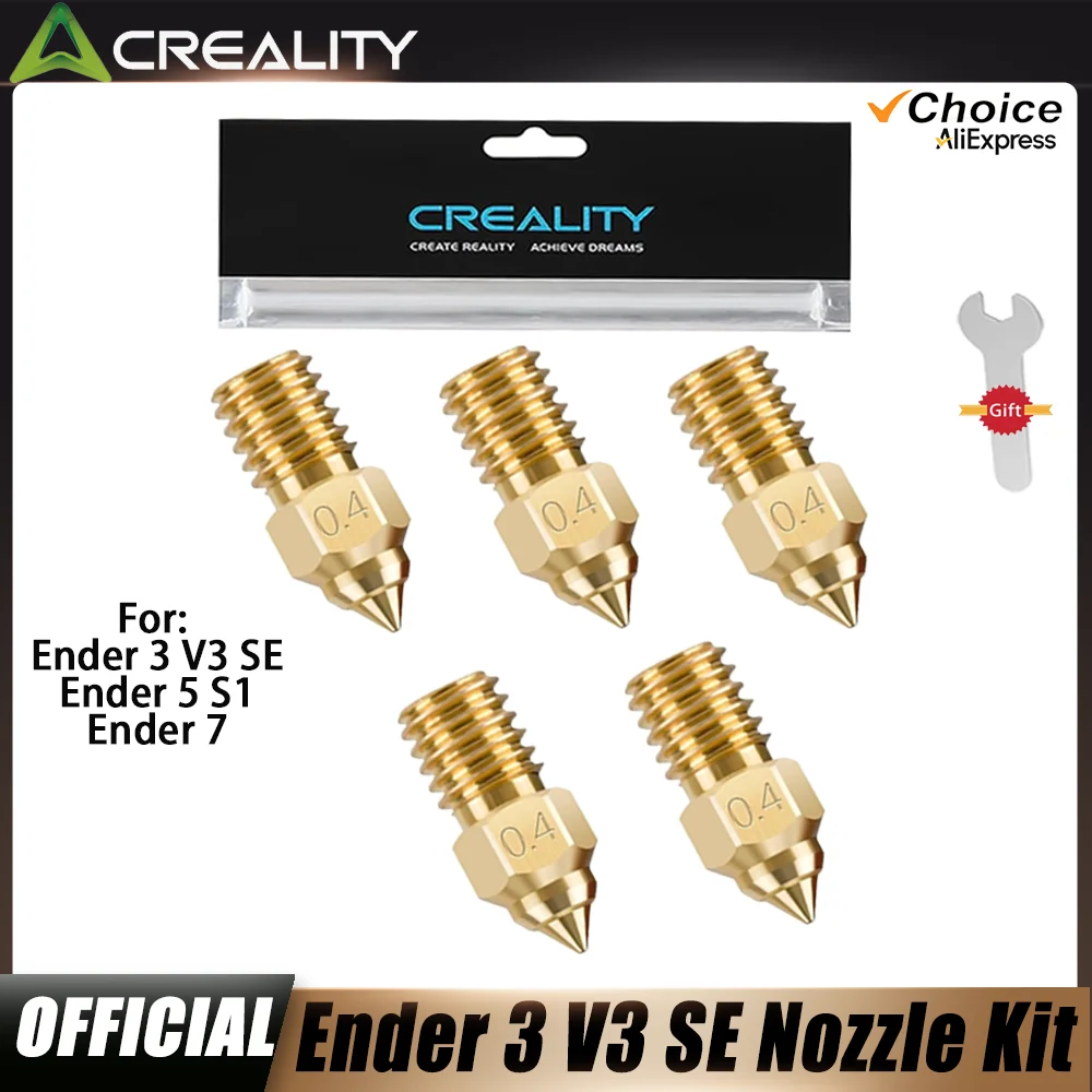 

Creality Official Ender 3 V3 SE Nozzles 0.4mm 5PCS High-Speed Brass Nozzles M6 Hotend Extruder Nozzle for Ender 5 S1/Ender 7