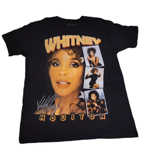 WHIT NIT INC WHITNEY HOUSTON Women Graphic Concert Cotton T-shirt Size Large