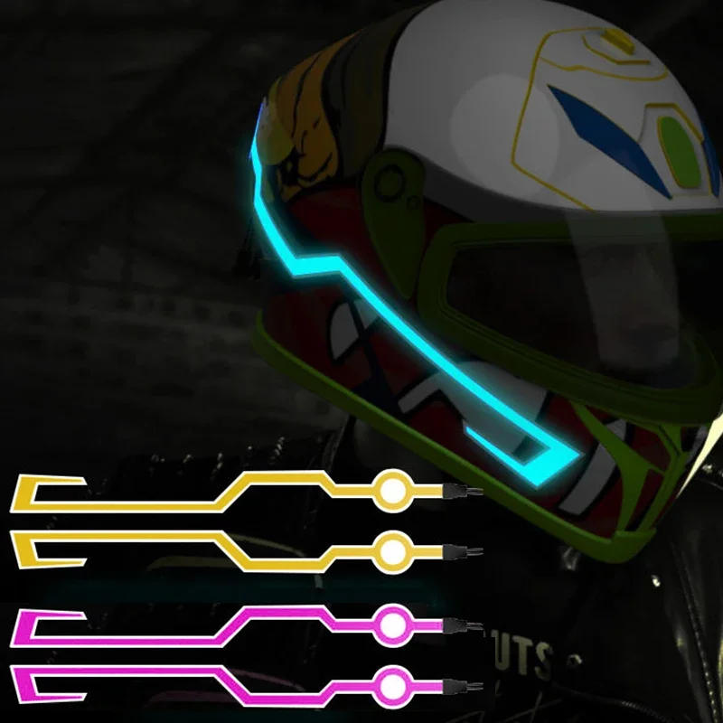 

New Night Riding Motorcycle Helmet LED Warning Lights Helmet Motor Cold Light Strip EL Waterproof Sticker 4 Flashing Accessories