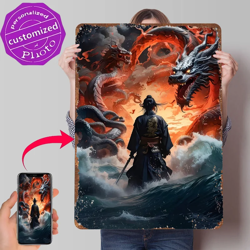 Samurai Sekiro Poster Customized Vintage Metal Signs Wall Art Retro Tin Plaque for Bar Accessories Decor Room Home Decorations
