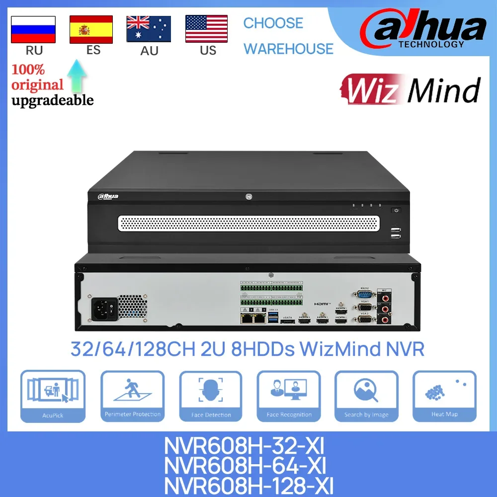 

Original Dahua NVR608H-32-XI NVR608H-64-XI NVR608H-128-XI 32CH/64CH/128CH 2U 8HDDs WizMind AI Network Video Recorder AcuPick IVS