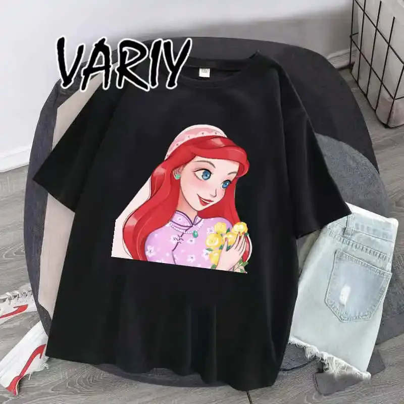 Vintage Cinderella T-shirt Girl Harajuku Tshirt for Women Anime Graphic T shirt Korean Style Clothes Oversized Unisex Streetwear