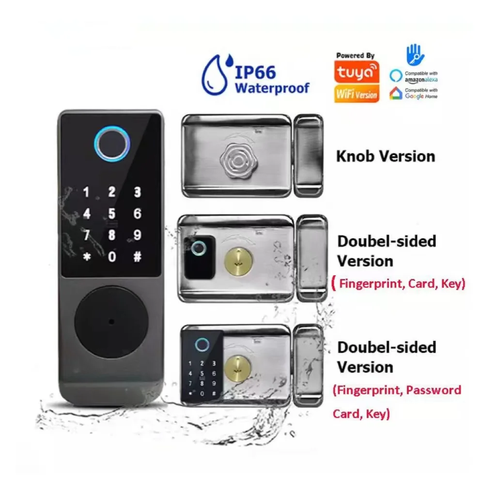 Direct sales  Intelligent Double Side Fingerprint Tuya Ttlock App Smart Rim Lock For Exterior Door