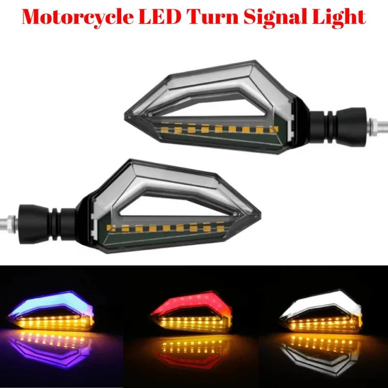 

Motorcycle Turn Signal LED Light 12V 10mm Universal Daytime Running Light Dual-Color Indicator Blinker Braking Lamp Signal Light