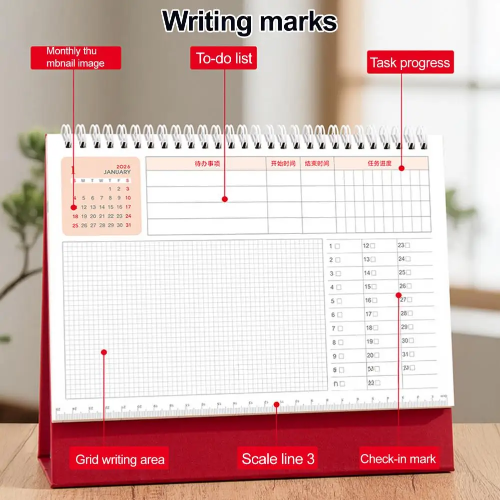 Multi-scene Desktop Calendar Scene Enhancing Calendar 2026 Retro Style Desk Calendar for Home Office School Time for Efficient