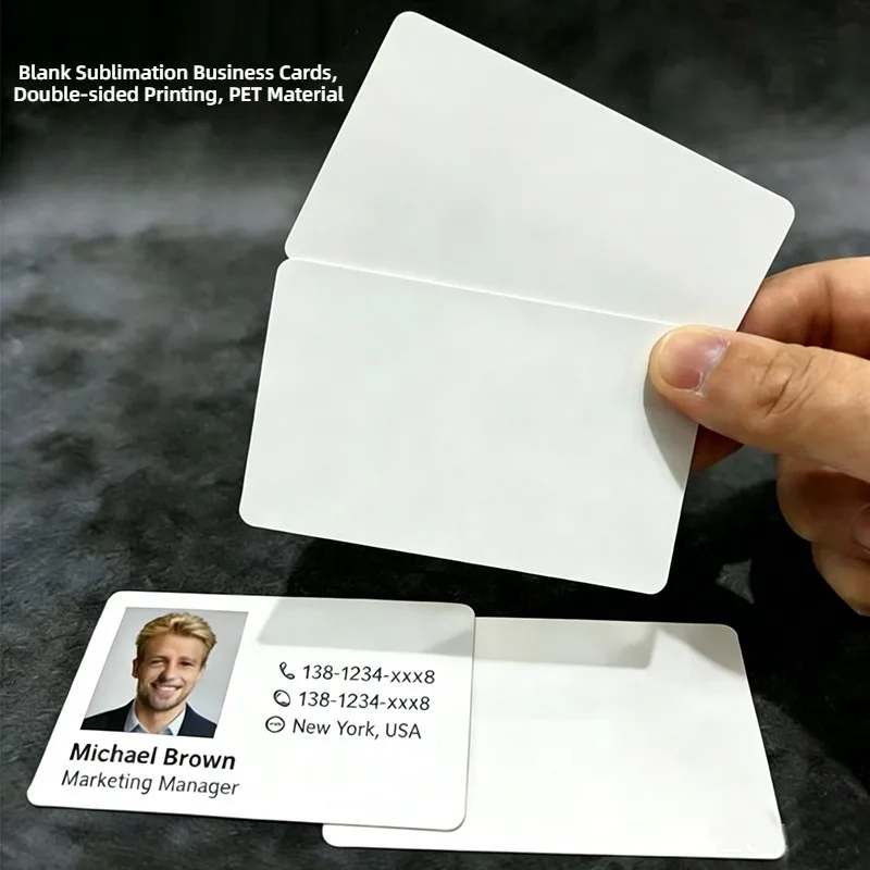 50PCS Blank Heat Sublimation Business Card Custom Heat Transfer Namecard White PET Printable on Both Sides DIY Design No Printed
