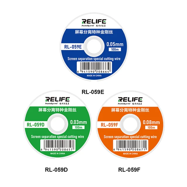 RELIFE RL-059D/E/F 0,03/0,05/0,08 mm Separacja ekranu Specjalny drut tnący Separacja ekranu LCD/OLED o wysokiej twardości