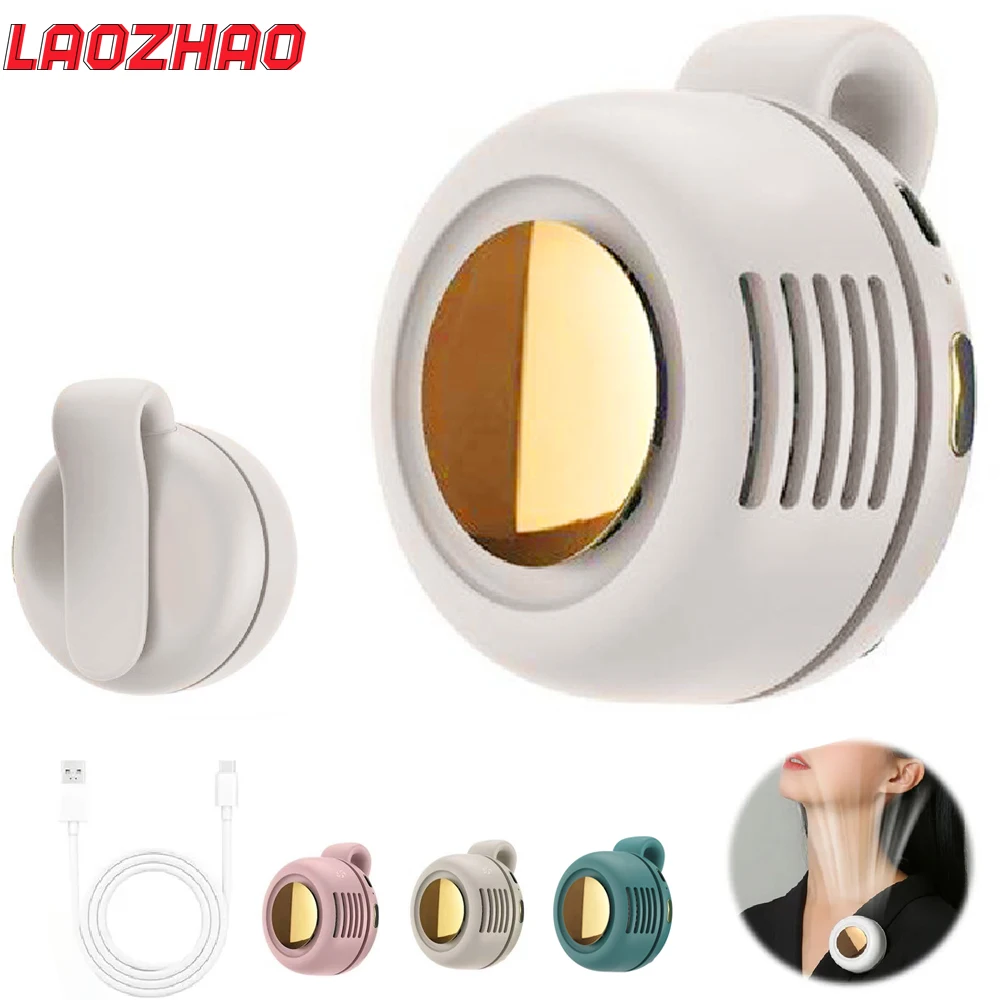Portable Clip On Fan Shirt USB Rechargeable 360° Rotatable 3Speed Silent Bladeless HandsFree Wearable Mini Personal Fan Travel