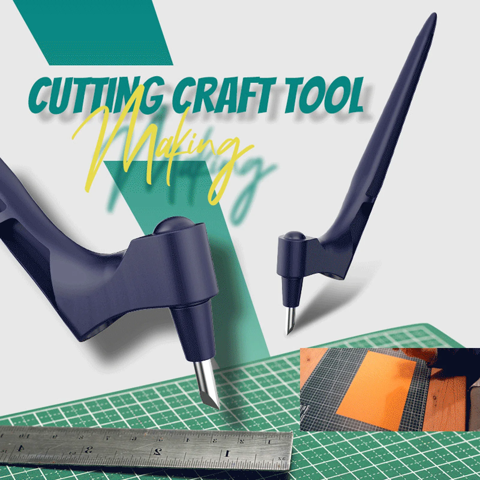 20.5CM Thickened Craft Cutting Tools 360 Degree Rotating Gyro Cutting With 3pc Blades, DIY Wear-Resisting Art Cutting Tools